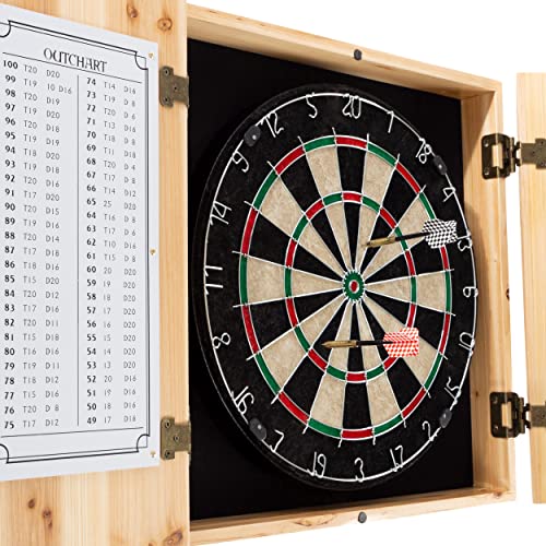 Image of Dart Board Cabinet Set - with 6 Metal-Tip Darts and Dry Erase Scoreboard by Trademark Poker
