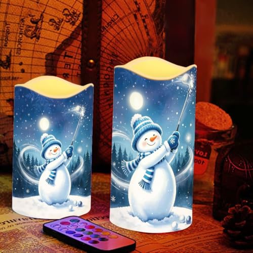 Image of Christmas Flameless Candles with Remote Set of 4 | Xmas Flameless Candle Set with Timer, Battery Operated, Fake Candles for Kitchen Room, Home Decor
