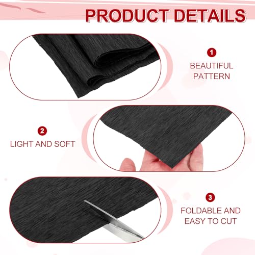 Image of MECCANIXITY Crepe Paper Roll 7.5ft Long 20 Inch Wide for Wedding Ceremony Various Large Festivals Decoration, Black