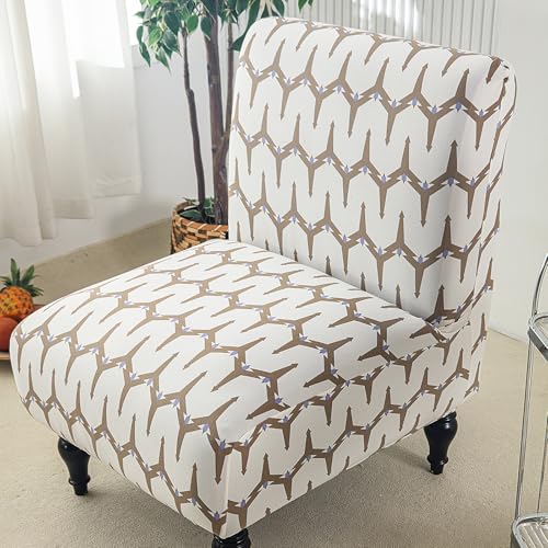 Image of Eco-Ancheng Armless Chair Slipcover Removable Armless Accent Chairs Covers Washable Armless Slipper Chair Slipcover Printed Armless Chair Furniture Protector Covers for Living Dining Room Hotel