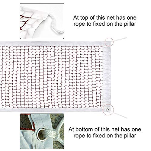 image for IPENNY Portable Standard Knotted Badminton Net Easy Setup Tennis Nets 