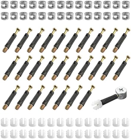 Lot De 15 Ensembles De Fixation à Came Pour Meuble, Avec Chevilles Et écrous Pré-inserts, 40mm