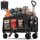 ALBATROS Bollerwagen klappbar 120L – Faltbarer Transportwagen mit Flaschenöffner, Getränkehalter & Rückwand-Öffnung – Outdoor Handwagen mit Reflektorstreifen für Camping, Festival & Ausflug