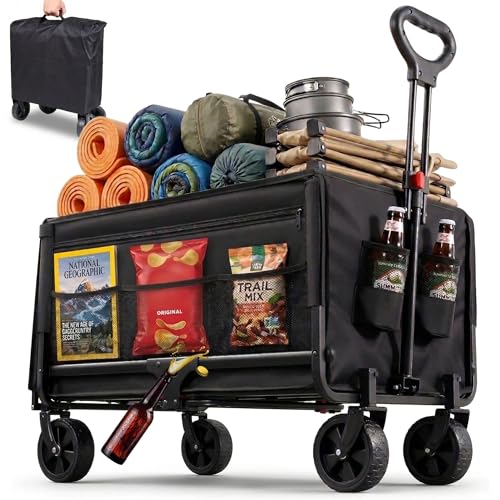 ALBATROS Bollerwagen klappbar 120L – Faltbarer Transportwagen mit Flaschenöffner, Getränkehalter & â€¦ – Miniatur