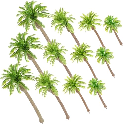 NOLITOY 12個 ミニチュアヤシの木模型 軽量耐久プラスチック製 ミクロ風景クラフト用 多 リアルな形状 ジオラマ用マイクロスケープ装飾