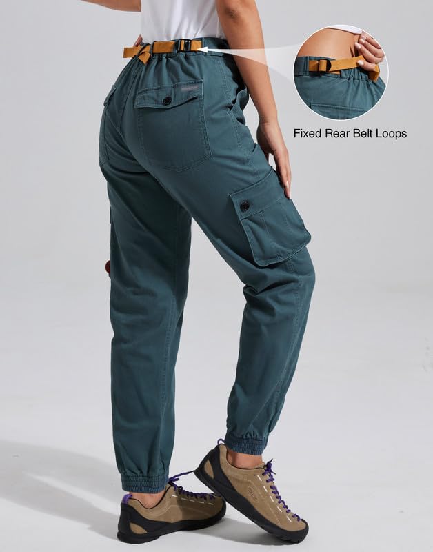 Pioneer Camp Pantaloni cargo da donna lunghi da trekking per donne, resistenti, pantaloni cargo in vita regolabile, pantaloni da jogging per attività all'aria aperta, con 6 tasche