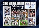 RJR PRINTS Tottenham 2025 Europa League Team, mehrfach signierter A4-Montage-Autogramm-Fotodruck mit vorgedruckten Unterschriften, ein tolles Geschenk für jeden Fan.
