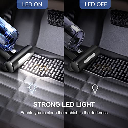 Handheld Car Vacuum Cleaner Portable - Foxnovo 6000PA High Power Strong Suction Car Vacuum - Wet and Dry Auto Car Vac with LED Motorized Brush Lightweight