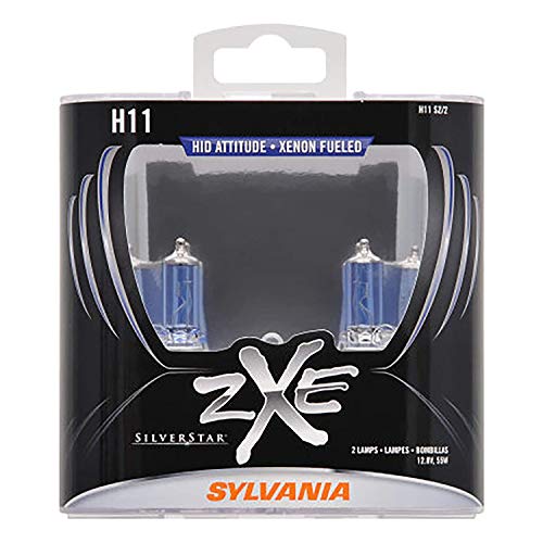 SYLVANIA - H11 (64211) SilverStar zXe High Performance Halogen Headlight Bulb - Headlight & Fog Light, Bright White Light Output, HID Attitude, Xenon Fueled Technology (Contains 2 Bulbs) (H11SZ.PB2)