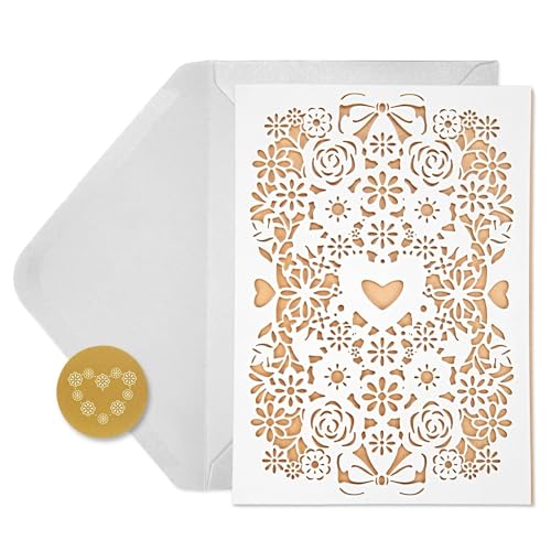 iinut Single Wedding Card with Laser-Cut Design & Envelope, Elegant