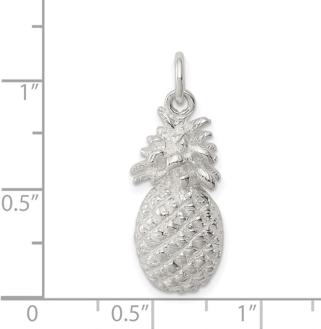 925 Sterling Silver Solid Polished Open back Pineapple Charm Pendant Necklace Jewelry Gifts for Women