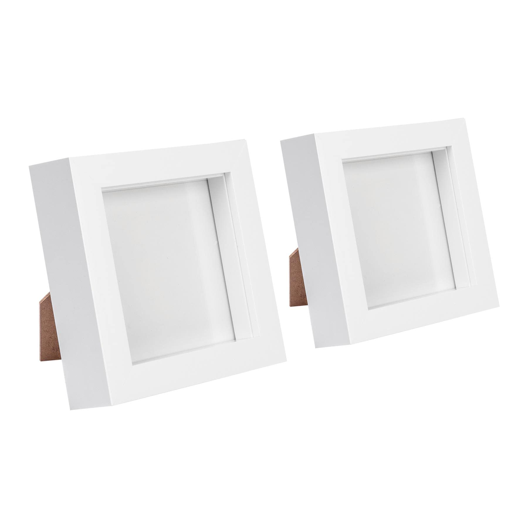 Nicola Spring 2x White 4" x 4" 3D Box Photo Frames - Standing Hanging Craft Shadow Picture Display