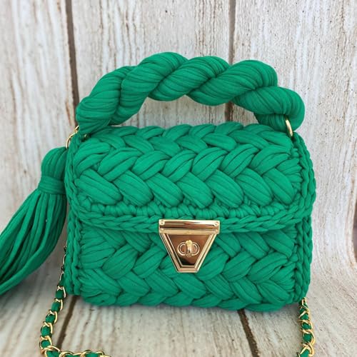Hilo para camiseta de ganchillo verde pavo real resistente de 400g 6