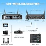Depusheng LK4 Pro bezprzewodowy system mikrofonowy, 4-kanałowy system regulacji częstotliwości UHF, bezprzewodowy mikrofon z 4 ręcznymi dynamicznymi mikrofonami, zakres 260 stóp, mikrofon do