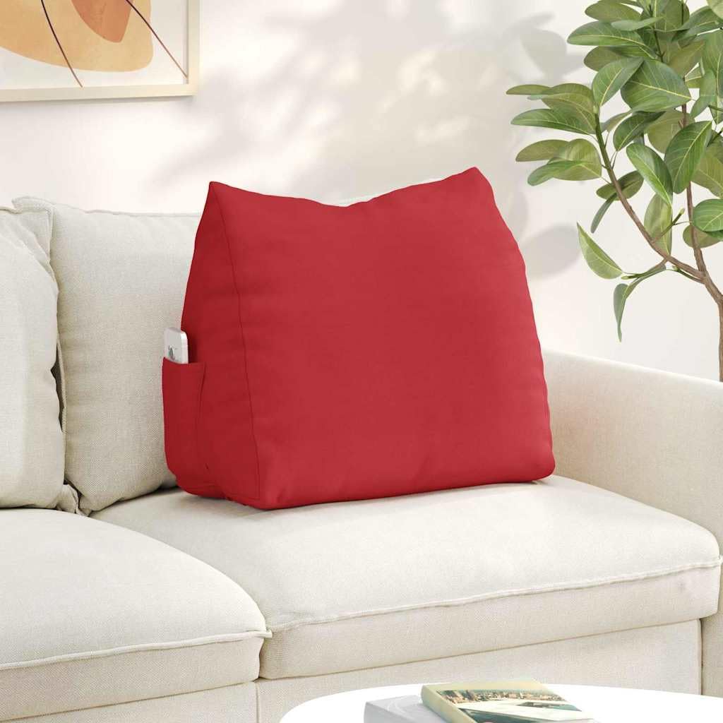 Cuscino per schienale rosso, 60 x 20 x 50 cm, comodo cuscino di supporto in tessuto liscio per divano e letto, comodo cuscino decorativo con rivestimento sfoderabile e morbida imbottitura in