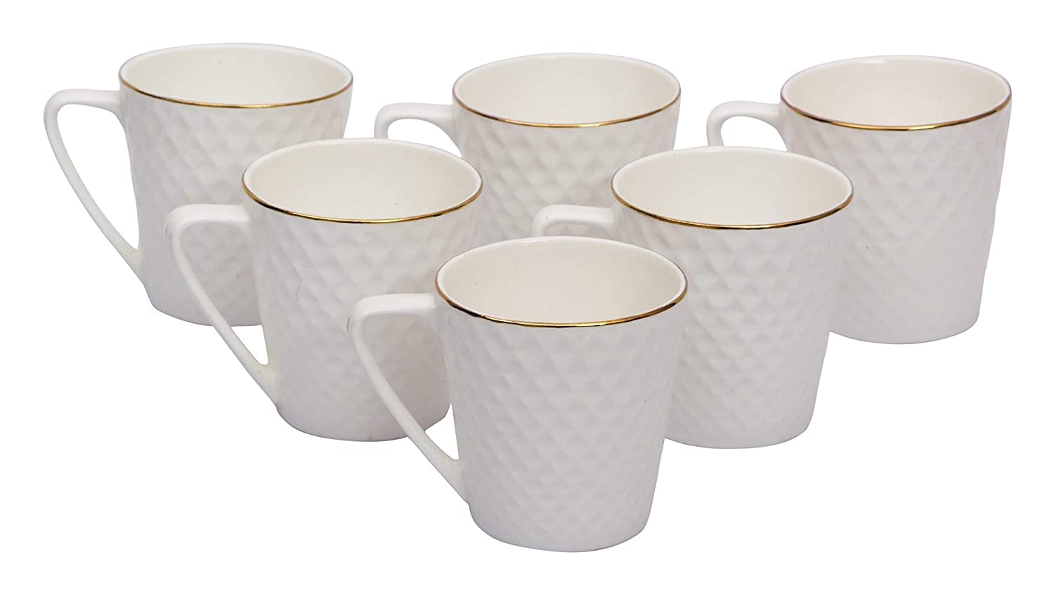 SkyKey Fine Ceramic Bone China Gold Line Emboss Tea Coffee Cup - 6 Pcs, 160 ML , White (B0BM4MM19X) Amazon Price History, Amazon Price Tracker
