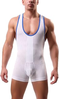 Men American Flag Wrestling Singlet Jockstrap Bodysuit Active Underwear