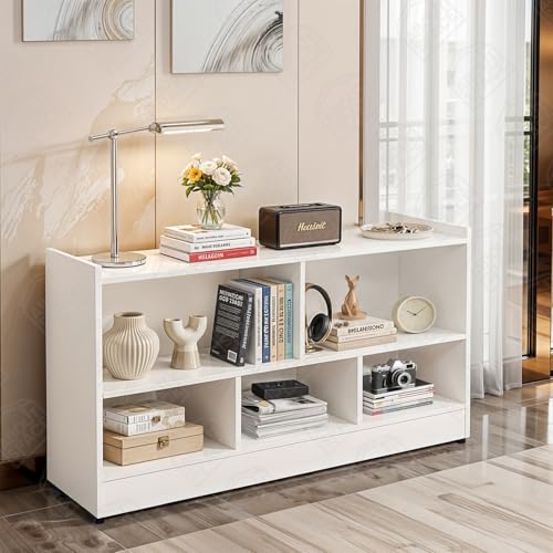 Image of ABOUT SPACE Book Shelf - 5 Compartment Engineered Wood DIY Versatile Book Stand for Home Library, Office Modern Slim Open Display Rack for Bedroom, Living Room (White - L 110 x B 30.5 x H 62.5 cm)