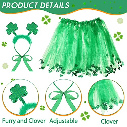 4 Pieces St. Patrick Day Dog Costume Dog Headband With Collar Sequin Dog Tutu Dress Outfit For Small Medium Large Dogs Mardi Gras Costume Cute Holiday Birthday Party Headwear (Shamrock) #TOP1