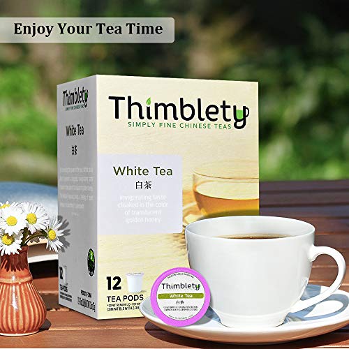 Tea Pods - White Tea K-Cups For Keurig, Thimblety White Tea Pods For Wellness & Relief Support, Sugar-Free, Carb-Free，Zero Calorie, 12 Pods #TOP6