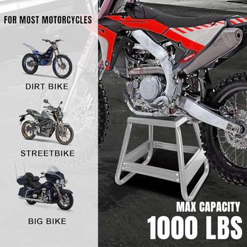 Image of Big RED Dirt Bike Stand, 1000lb Capacity, Universal Detachable Maintenance Motorcycle Lift for Kawasaki, Honda, Yamaha, Silver
