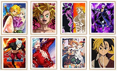 Assorted Anime Character Poster Digital Canvas Art Print,8 x 10 Inches,No Frame,8PCS