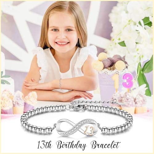 JONAKO 13th Birthday Gifts for Girls, 13th Birthday Bracelet Gifts for 13 Year Old Girls, Bead Bracelets Presents for Daughter, Sister, Granddaughter - Image 2