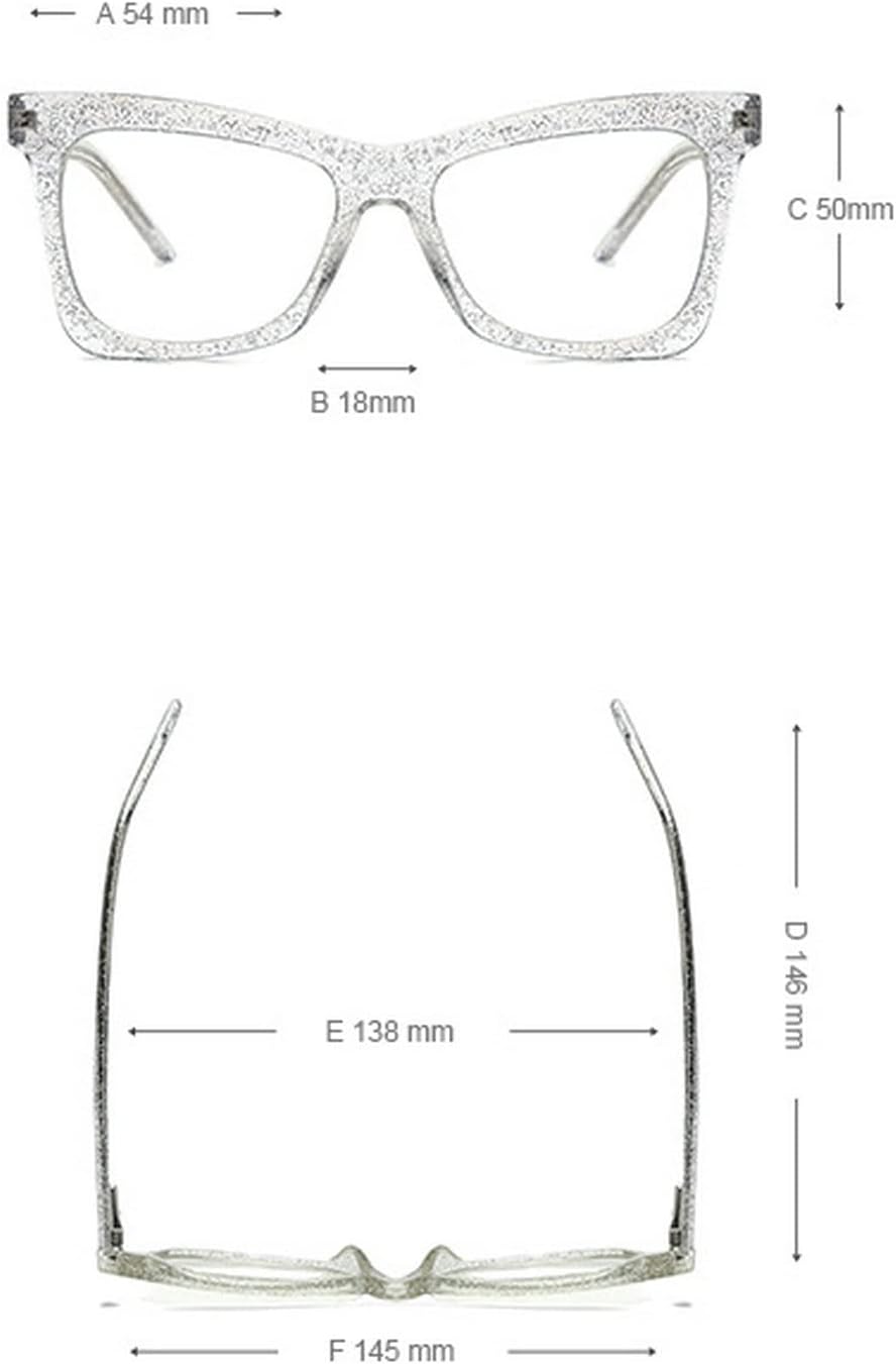 Melrose Women's Blue Light Blocking Glasses Big Frame Glitter Fashion Optical Reading Glasses 2PCS