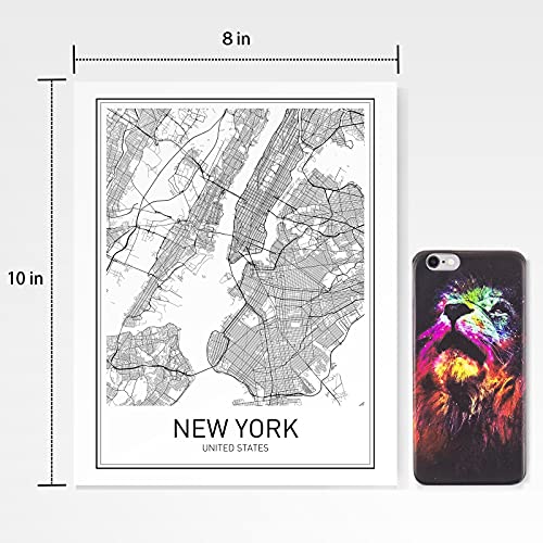 New York Poster New York City Map Prints Nyc Downtown Print Black And White Minimalist Art Scandinavian Map Wall Art Nyc Poster For Living Room Bathroom 8X10 Unframed Wall Print #TOP6