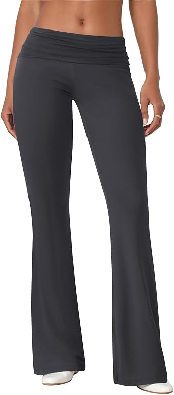 COPYLEAF Flare Leggings for Women Fold Over Yoga Pants Stretch Bell Bottom Y2K Lounge Casual Sweatpants