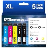 Compatible with 212XL Ink Combo Pack Remanufactured for Epson 212 Ink Cartridges High Capacity for XP-4100 XP-4105 WF-2830 WF-2850 (2 Black, 1 Cyan, 1 Magenta, 1 Yellow, 5 Pack)
