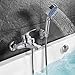 Produktbild Stilvolle Badewannenarmatur Dusche set, Handbrause mit 5 Strahlarten, WOOHSE Wannenarmatur Badewanne Armatur Wasserfall, Wannenbatterie Wasserhahn inkl. Wandhalterung, Lebenslange Garantie