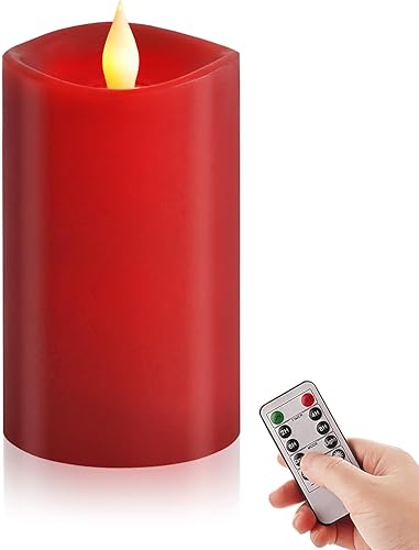 Miniatura 18 de Juego de 2 velas parpadeantes sin llama de 3 x 3 pulgadas, 2 pilas AA de duración de 600 horas, velas parpadeantes con temporizador, velas sin llama