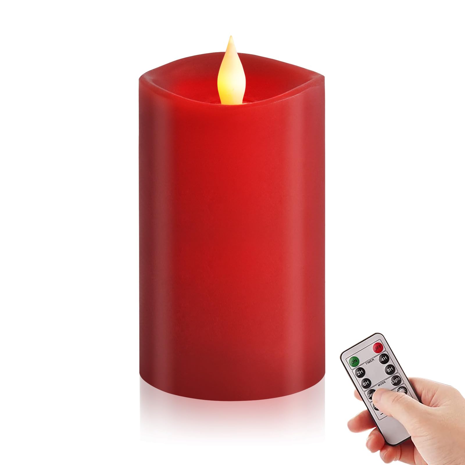 3x5 Flickering Flameless Candles Set of 1, 2AA Battery Life 600 Hours Battery Candles Flickering with Timer,5 inch Flameless Candles with Remote for Indoor/Outdoor, Red