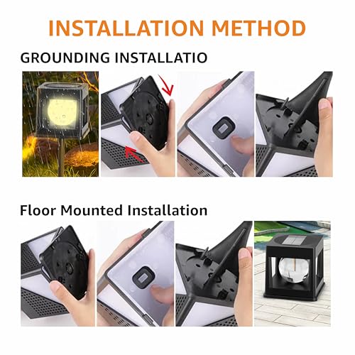 WIDEWINGS Solar Post Led Lights Outdoor, Solar Powered Fence Post Cap Lights, High Brightness Warm Yellow LED Lighting Decor for Garden Deck Patio (2)
