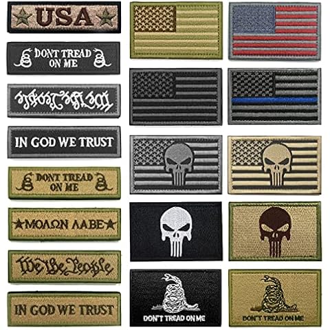 WZT Bundle 18 Pieces American Flag Patch Thin Blue Line USA Flag United States Morale Military Patches Set for Caps,Bags,Backpacks,Tactical Vest,Military Uniforms Cover