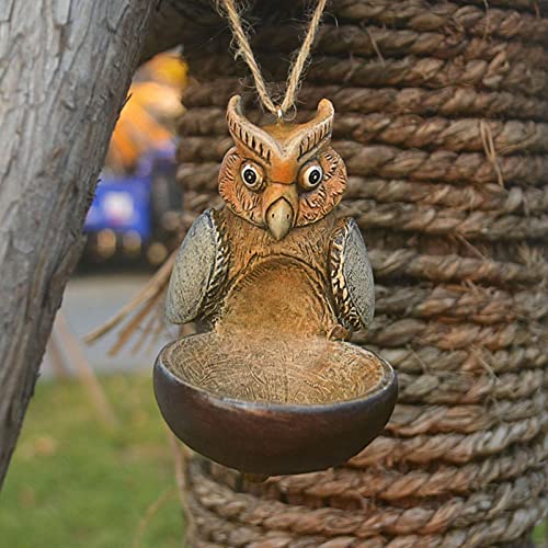Tigela para alimentação de pássaros - Alimentadores de pássaros de resina de coruja | Alimentador de