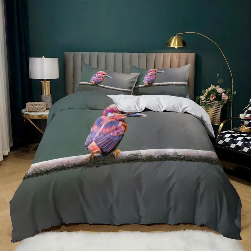 Dark Brown Bird Twin Duvet Cover Animal Print Twin Bedding Sets Soft Microfiber Comforter Cover and 2 Pillow Shams 20"X26", Bed Set Duvet Covers disponible en Yaxa Peru