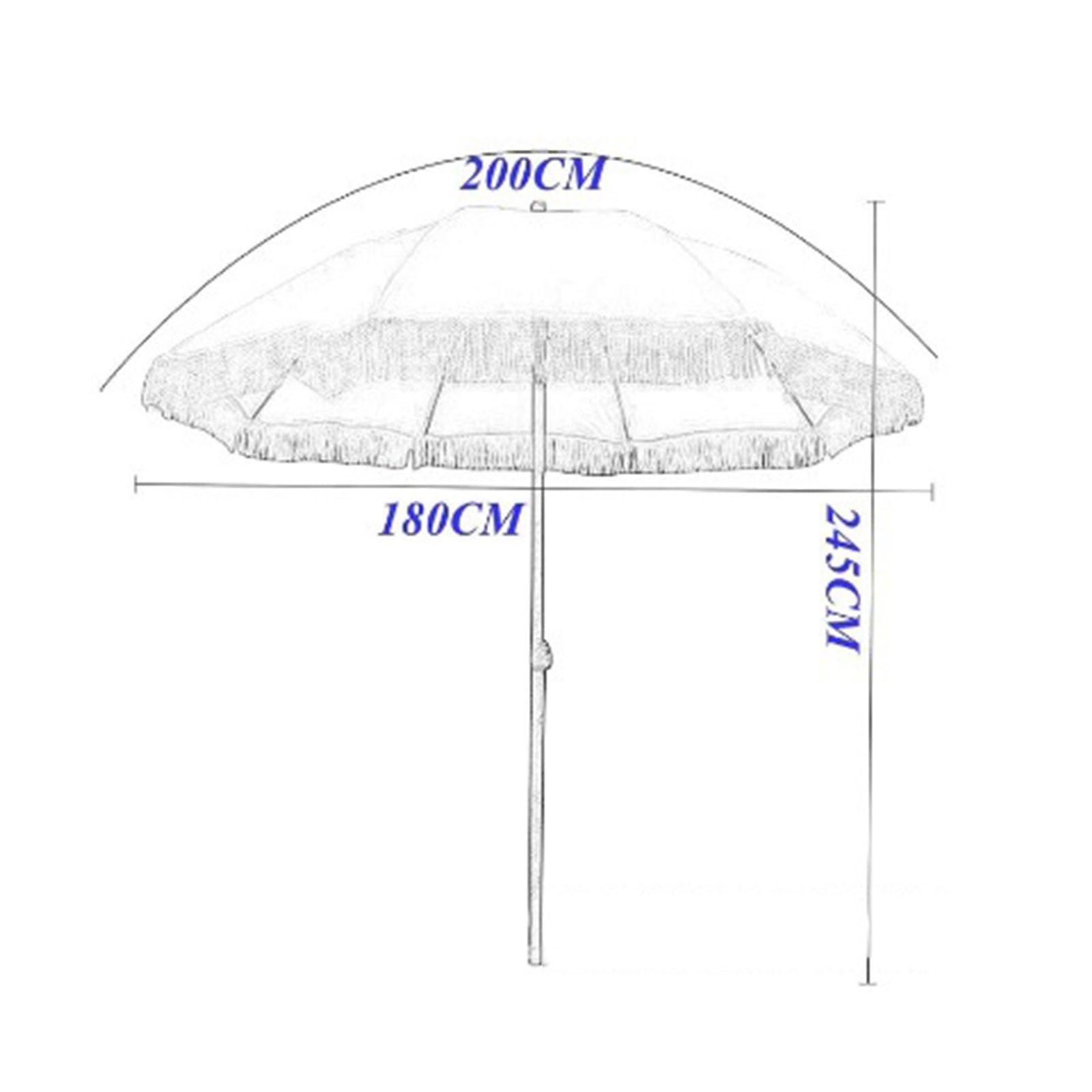 Zewnętrzny Parasol Przeciwsłoneczny W Kolorze Złamanej Bieli Z Frędzlami, Z Regulowanym Kątem, Odpowiedni Do Ogrodu, Na Taras, Na Kemping, Wiatroszczelny I Wytrzymały.