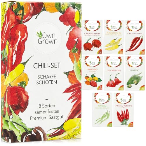 Chili Samen Set: 8 Sorten Chilisamen für Garten und Balkon...