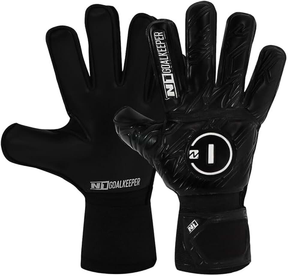 Luva de Goleiro Campo e Society Semi Profissional N1 Starter Cor:Black, Tamanho:8