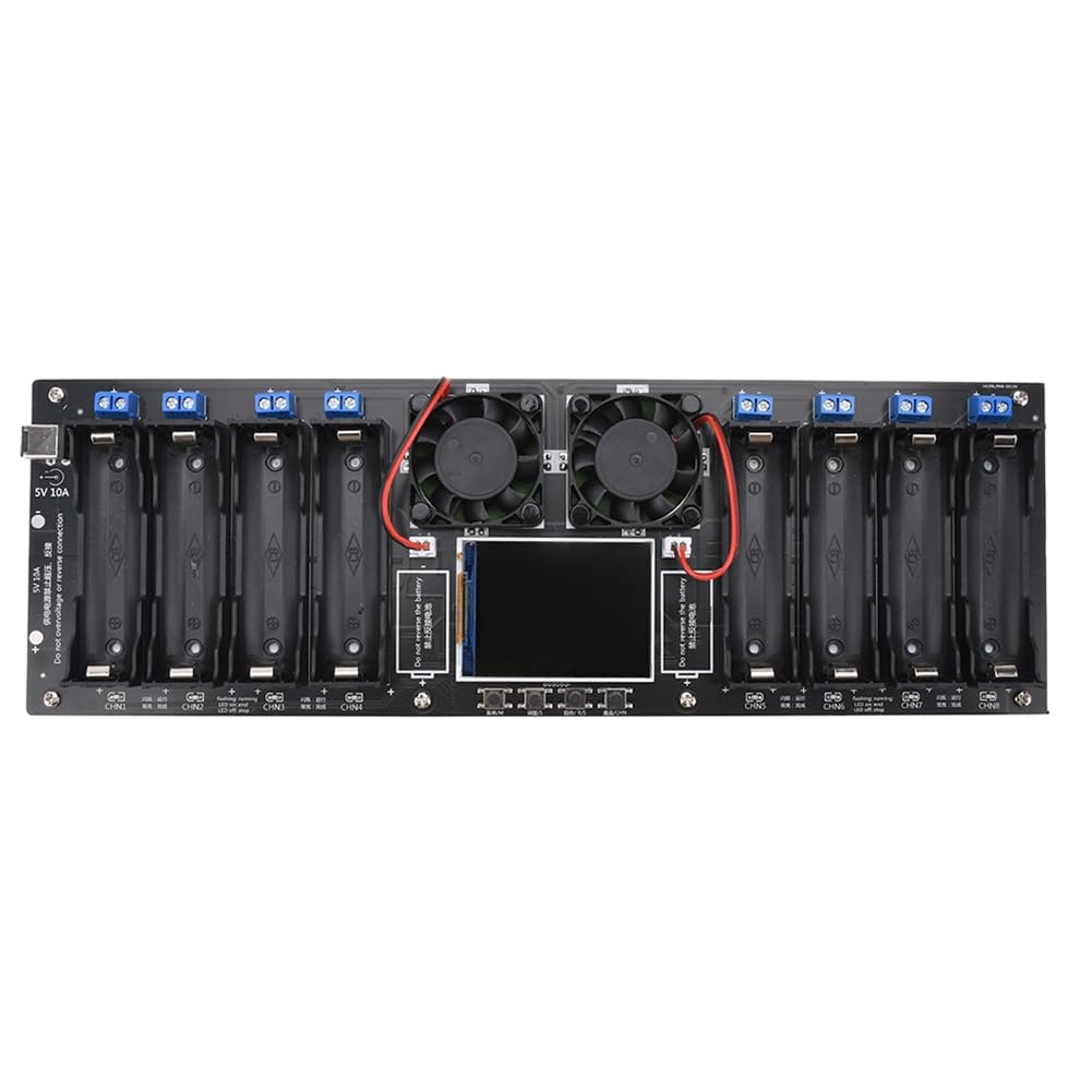 dissot 8-Channel 18650 Lithium Battery Capacity Tester Module MAh MWh Digital Battery Power Detector Module Type-C