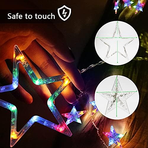 LED Star Curtain Lights, 12 Stars 138 LED Window Curtain String Lights, USB & Battery Operated with Remote 8 Flashing Modes for Christmas Wedding Party Garden Outdoor Indoor Decoration (Multicolor)