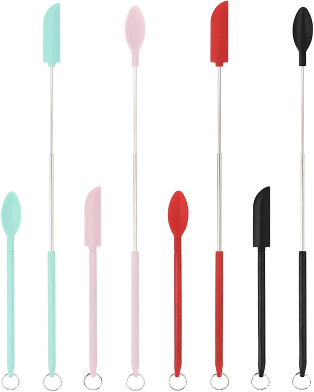 2Pcs Mini Silicone Telescopic Spatula and Scooping Spoon