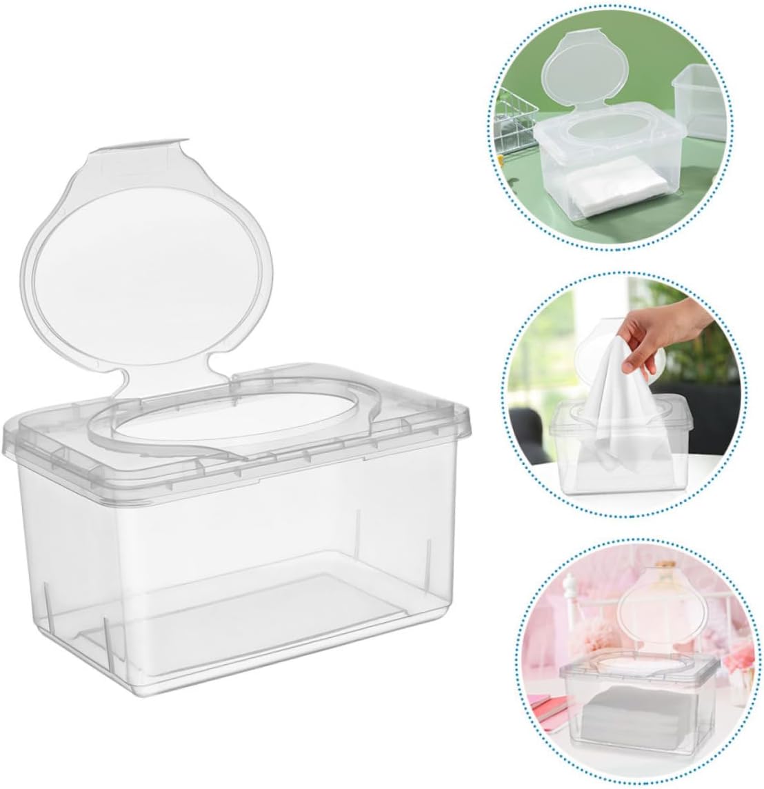 SHOWERORO 4pcs Wipes Dispenser Dustproof Cover Portable Plastic Wipe Container for Home and Travel Use Easy One-Hand Operation Versatile Multifunctional Tissue Storage Box