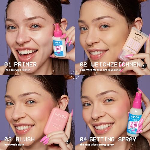 NYX Professional Makeup The Face Glue Gripping Primer, Grundierung, Base, Feuchtigkeitsspendender Primer für 24 Stunden Make-up-Halt, ohne klebrige weiße Rückstände, 35 ml