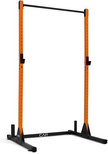 WF Athletic Supply Soporte para sentadillas con ganchos en J y barra de dominar, estante de prensa de banco para entrenamiento de fuerza de cuerpo