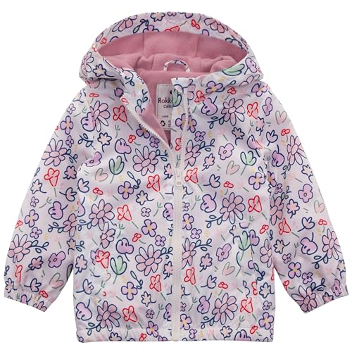 Rokka&Rolla Toddler Girls' Water-Resistant Fleece Lined Windbreaker Transitional Jacket