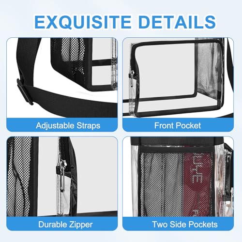 Image of Busiuw Clear Bag for Stadium Events, Stadium Approved 12x12x6 Clear Tote Bag for Sport Fan, Work Concert Travel