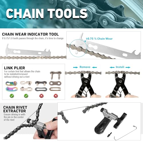 Duratech 41-delige professionele fietsreparatieset met gereedschapskist, multifunctionele fietsgereedschapsset voor thuis, geschikt voor fietsreparatie, routinereparatie thuis en doe-het-zelf - Afbeelding 5